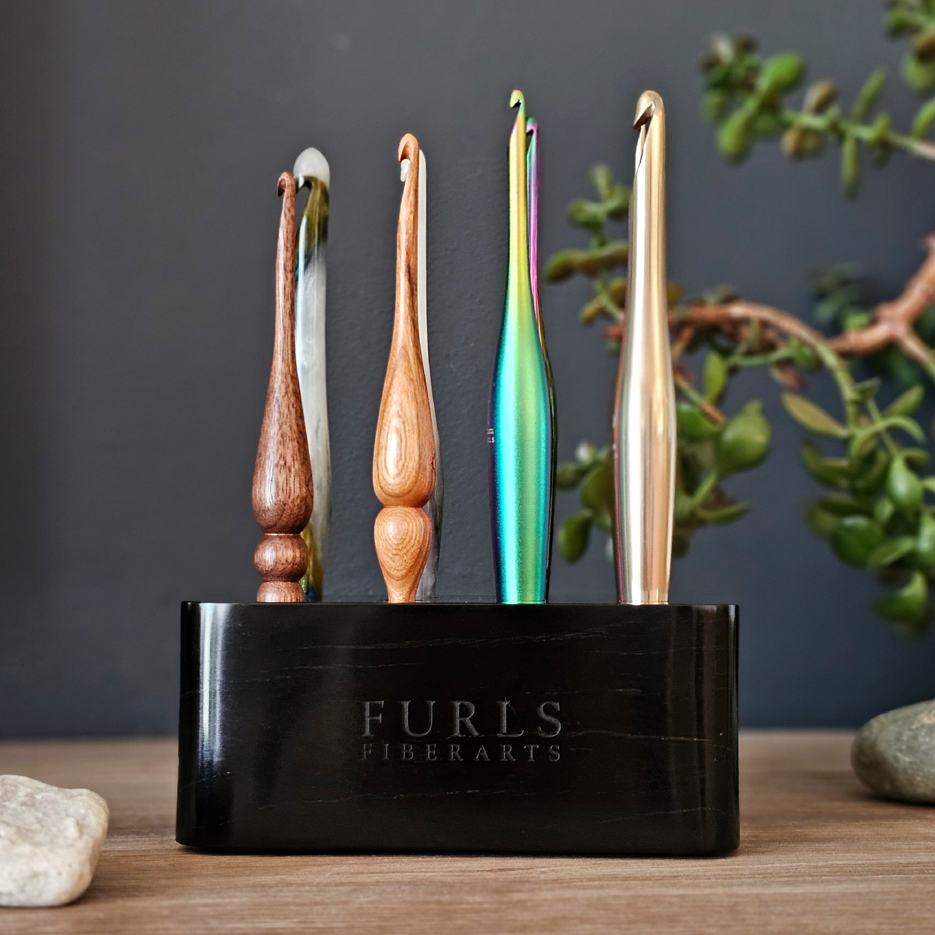 Limited Edition Eight Hook Standing Display in Ebony Hook Stand FurlsCrochet