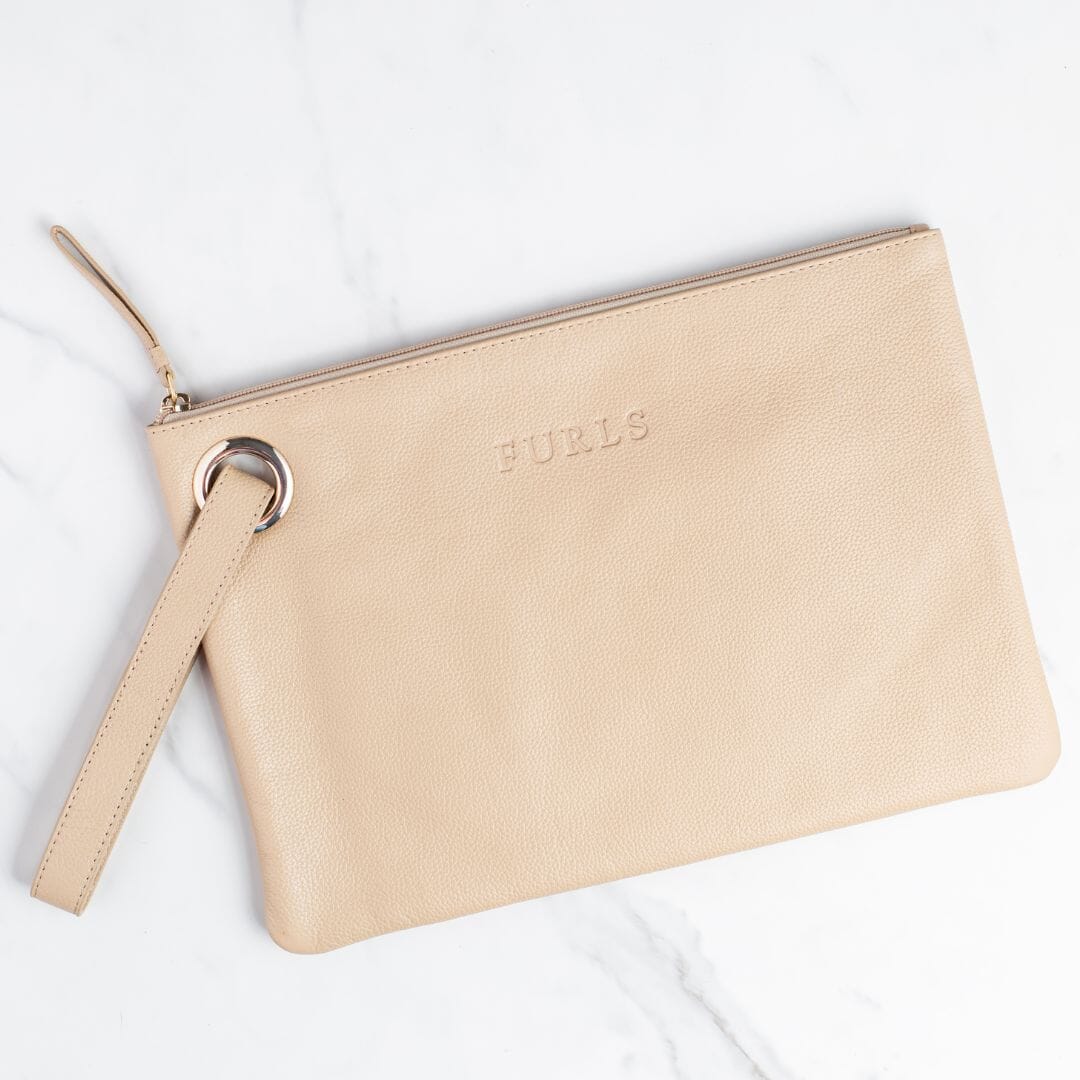 Blair Leather Hook Clutch Leather Accessories FurlsCrochet Beige