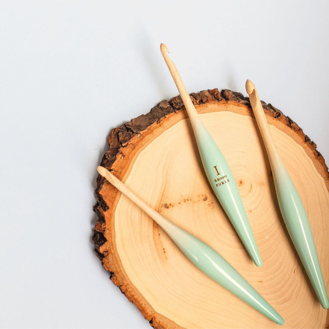 Limited Edition Sage Ombre Streamline Wood Crochet Hooks Wood Streamline FurlsCrochet