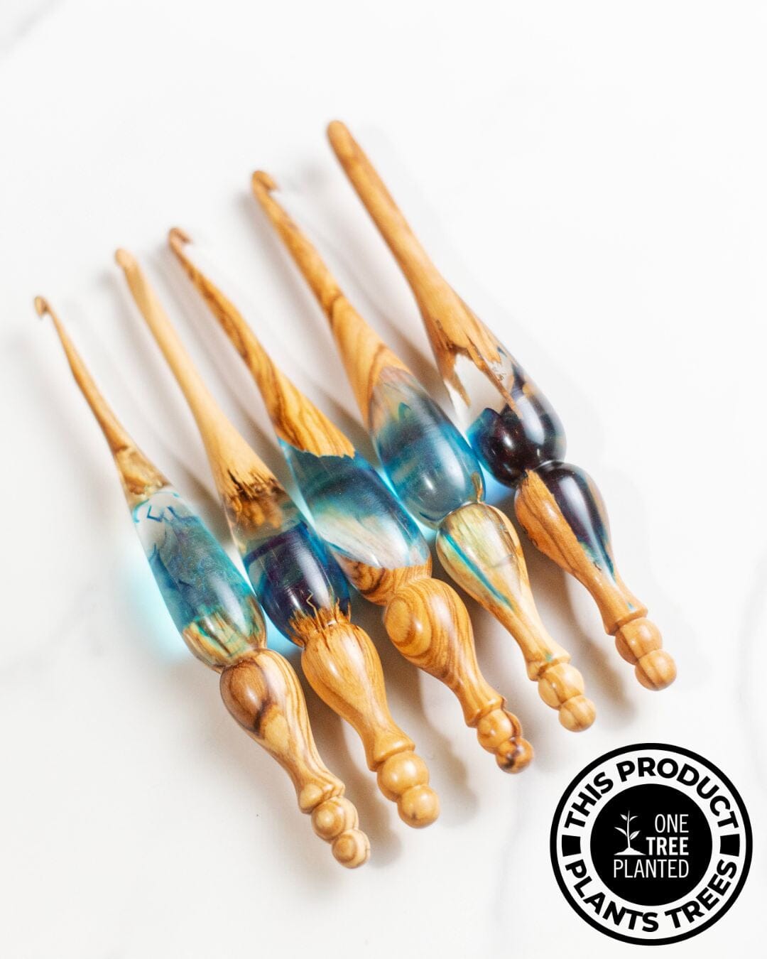 Limited Edition Alpha - Azure + Olivewood Wood Crochet Hook Alpha FurlsCrochet 